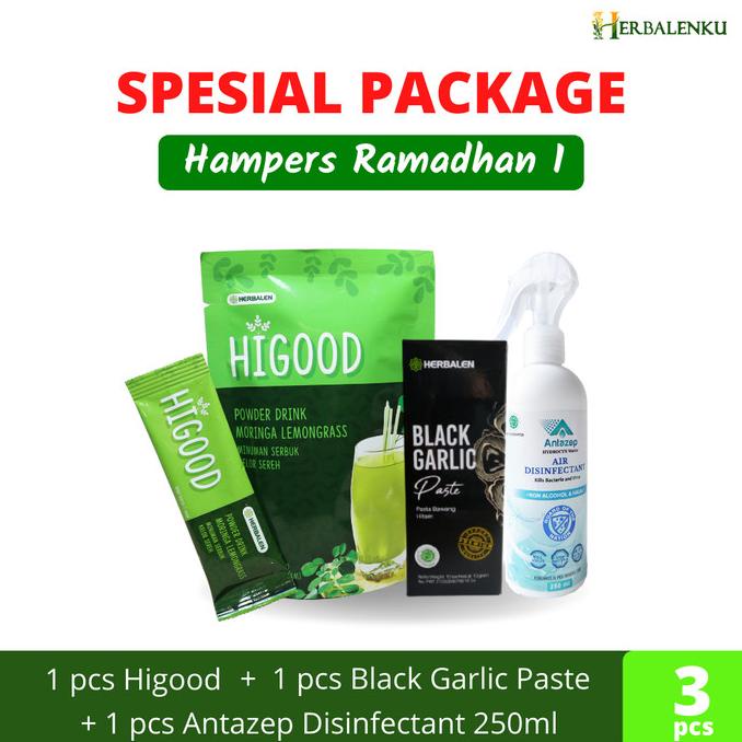 

Hampers Ramadhan / Higood / Black Garlic Paste / Disinfektan HOCL 250