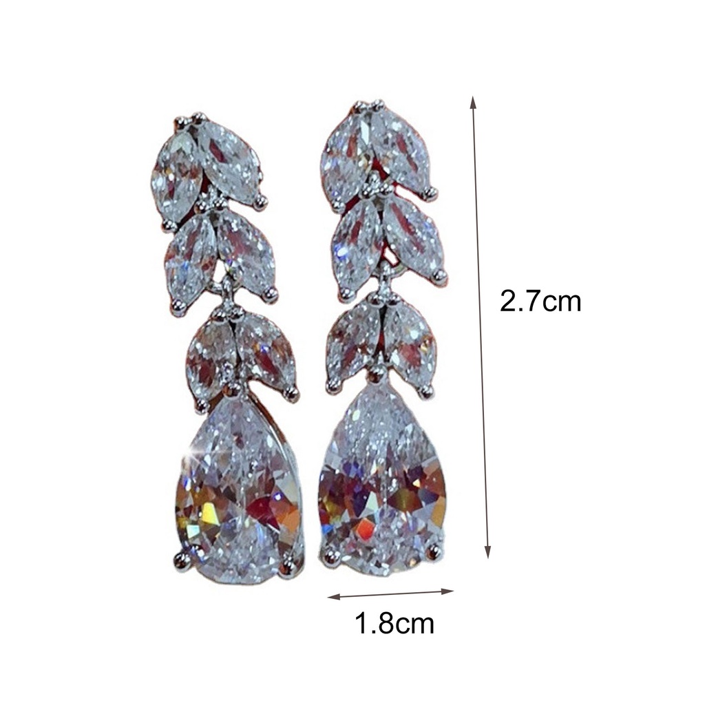 Hu Hu Hu Hu Hu Alat Bantu Pasang Kacamata♡ 1 Pasang Anting Stud Bentuk Daun Aksen Berlian Imitasi Kubik Zirkonia Untuk Pernikahan