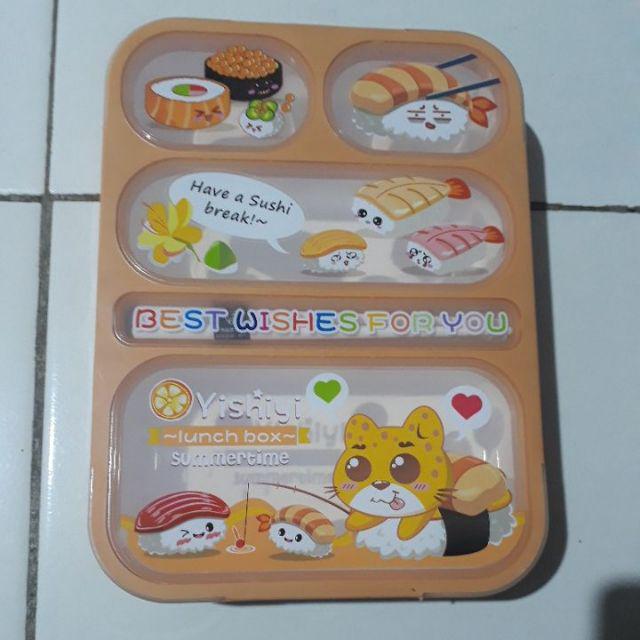 Lunch Box Yooyee Sekat 6 Anti Tunpah Type 589   Yooyee Sekat 6 Lunch Box 5 Pcs Sponge Spon