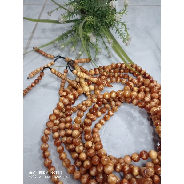 Tasbih kayu Pinus dim 8mm isi 99 butir tasbih muslim, berkualitas harga murah