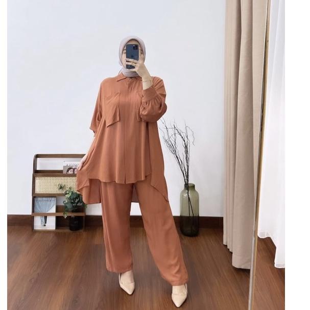 Terlaris.. JESIKA SET ATASAN BLOUSE WANITA / JEYKA SET CRINCLE AIRFLOW KANCING BELAKANG VARIASI