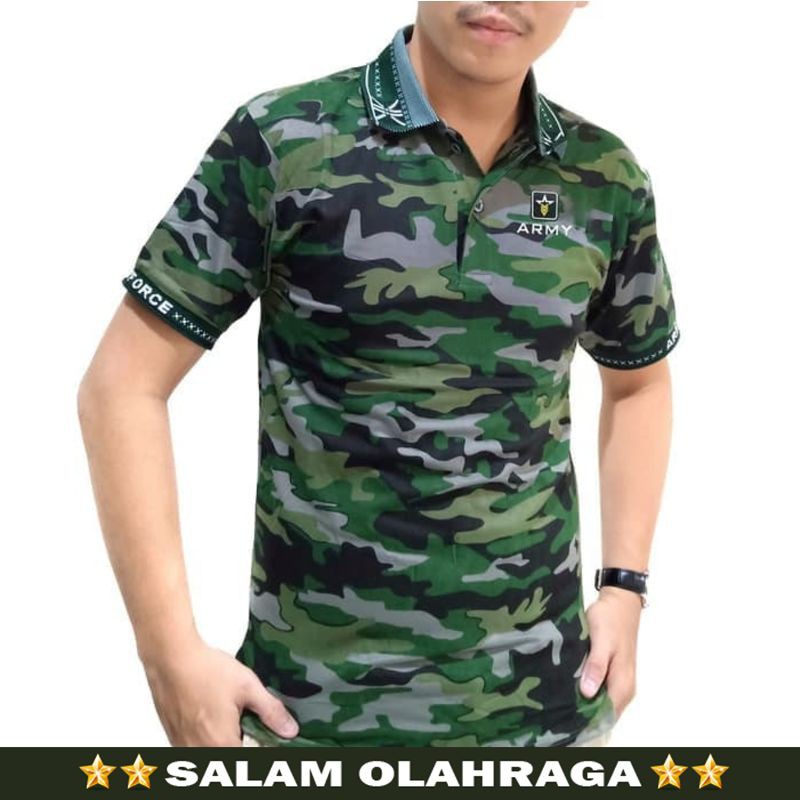 Kaos baju polo kemeja Army tentara loreng