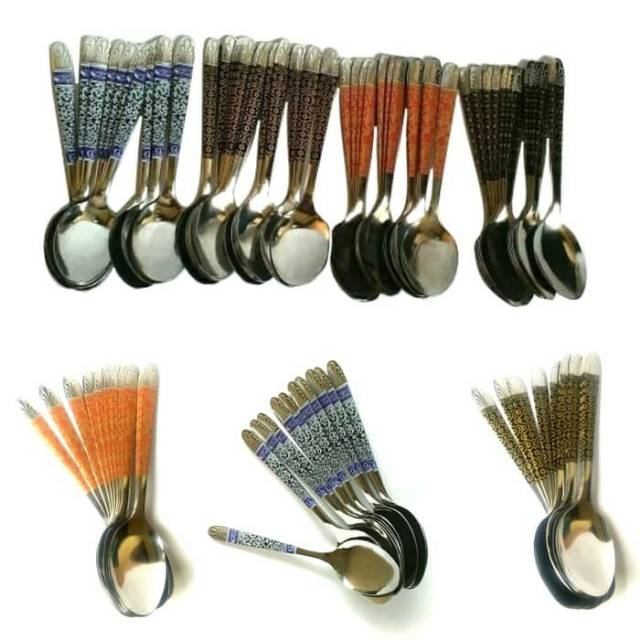 SENDOK MAKAN MOTIF BATIK / SENDOK STAINLESS TEBAL 12PCS