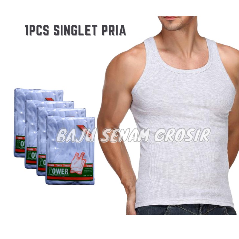 Singlet Pria Dewasa Putih Polos Kaos Kutang Dalam Cowok Jumbo - SSPD001