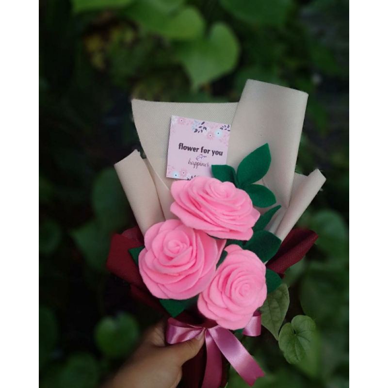 Buket Bunga Flanel Besar+Daun+Tambahan Daun Gratis Murah Cantik Kado Wisuda Ultah