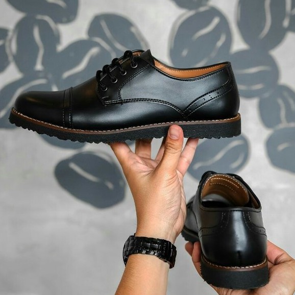 Sepatu Pantofel Pria Hitam Klasik Kulit Men Lokal Original Footwear Ori |Pedro Black| FORIND x FSTP