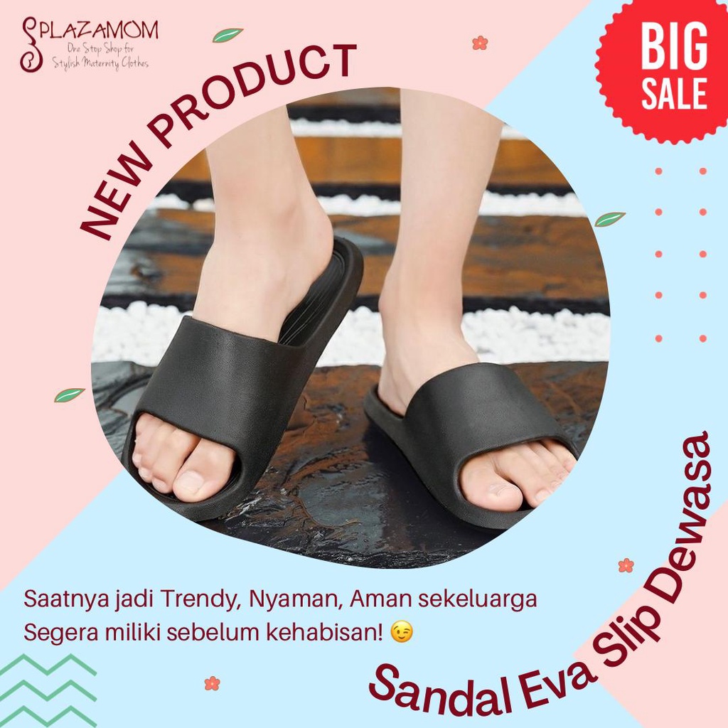 Sandal EVA karet PRIA DEWASA sendal slippers selop slip strap family keluarga polos anti slip nyaman ringan trendy cocok untuk outdoor indoor kualitas premium