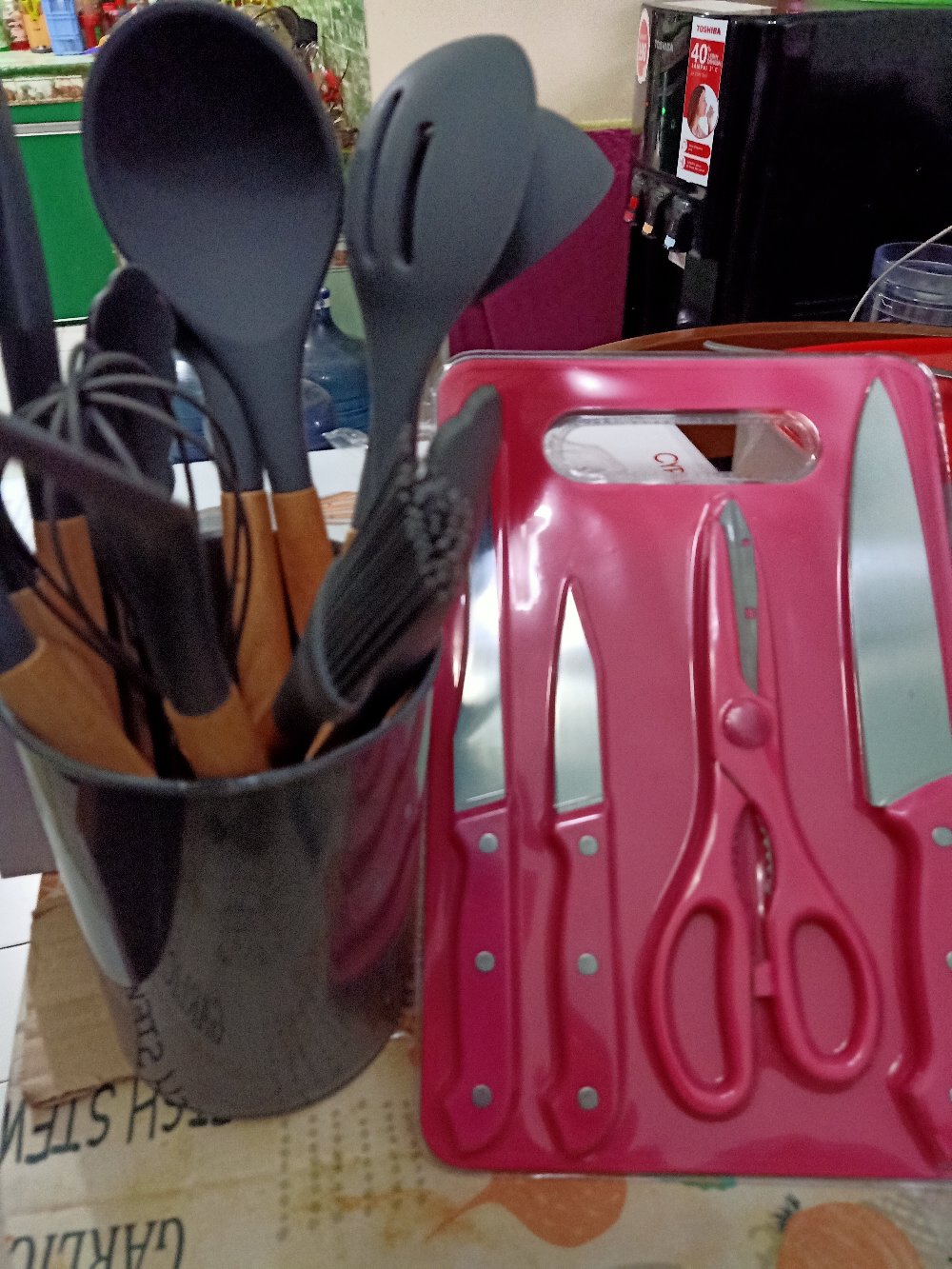 Cypruz Kitchen Utensils Set Of 12 Tosca Grey Peach | Spatula Silicone | Sutil Masak