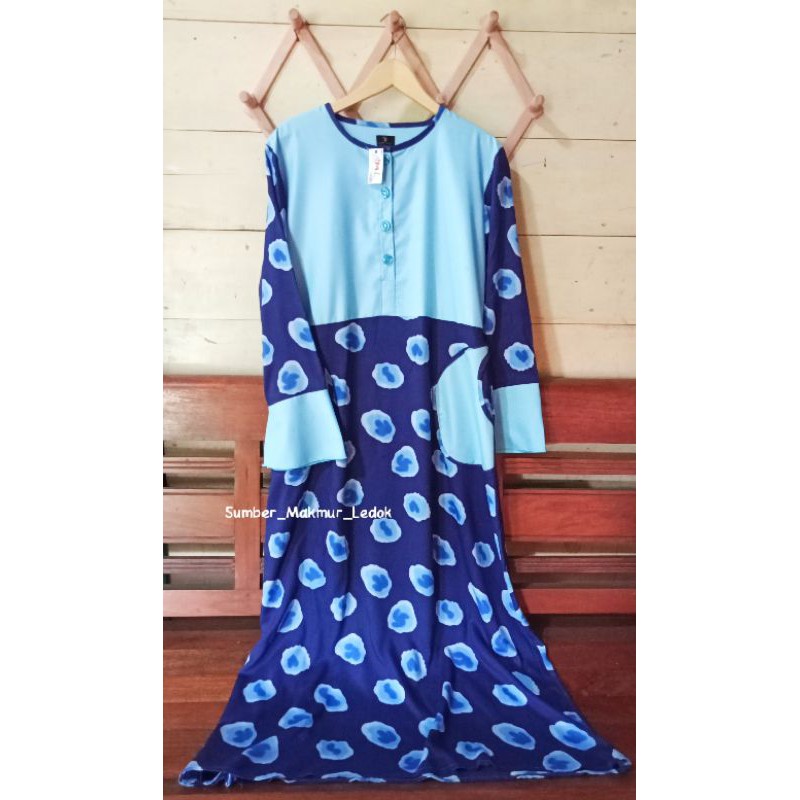 ESEMEL||Gamis Busana Lestari Busui Premium Biru motif