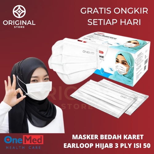 MASKER HIJAB JILBAB HEADLOOP ONEMED ISI 50 PCS