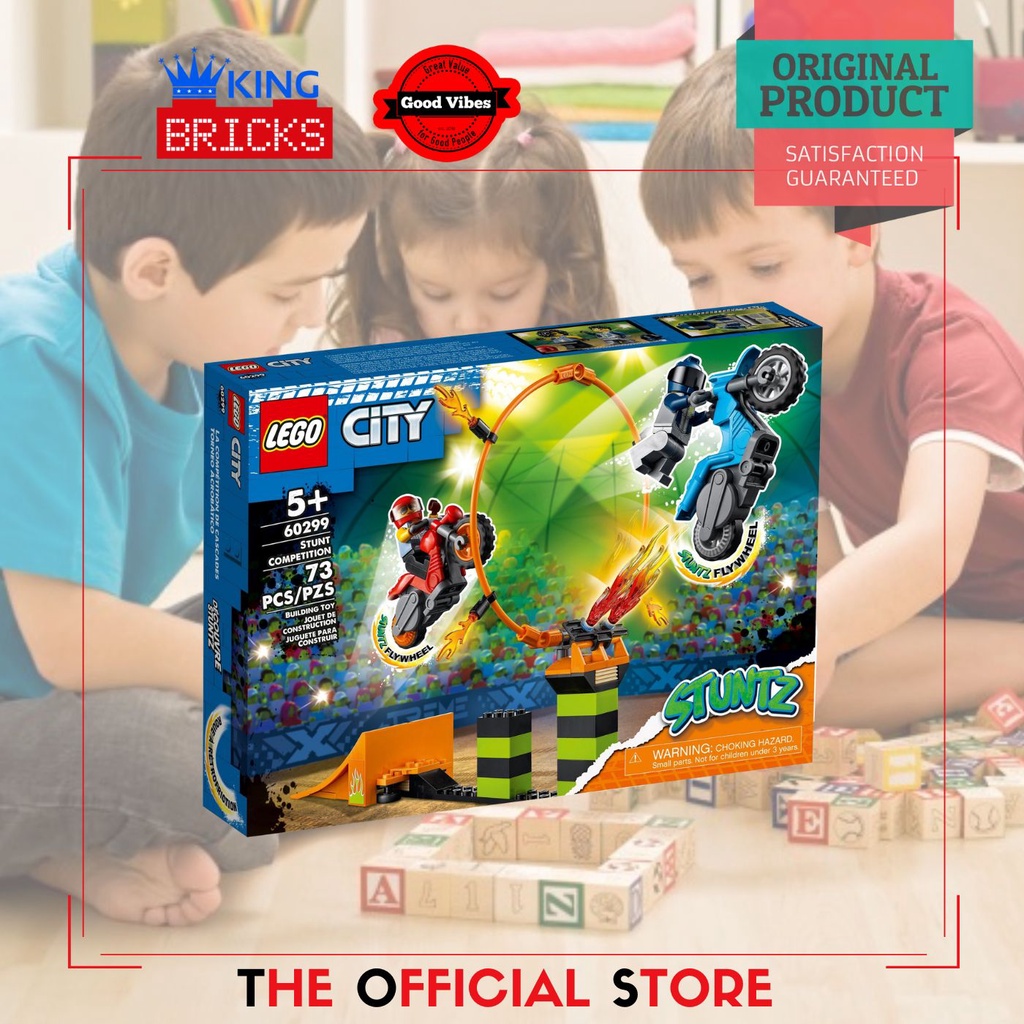 LEGO Original CITY 60299 Stunt Competition - Mainan Anak Edukasi Kreatif Motor Trail Terbang Atraksi