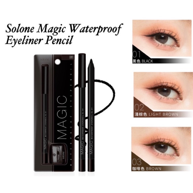 EYELINER PENCIL WATERPROOF SOLONE (free Sharpener)