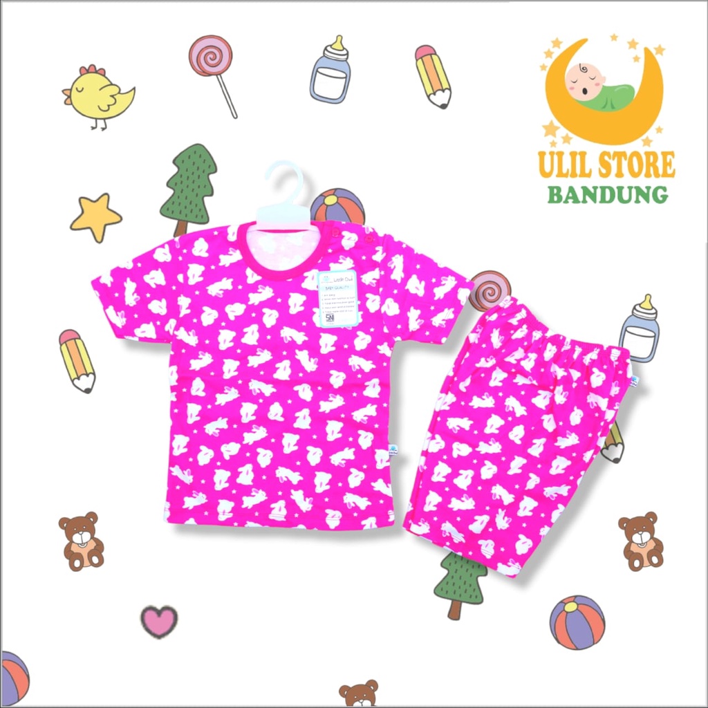 Setelan Baju Bayi Anak Pendek Oblong SNI  Celana Pampers 1-4 Tahun Premium Katun Little Owl