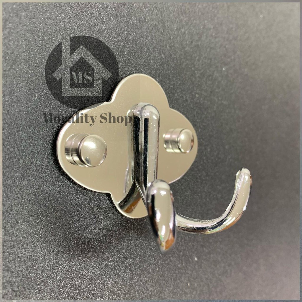 Gantungan baju Stainless 2 kait 1211-Kapstok Bracket baju hanger hook stenlis F12