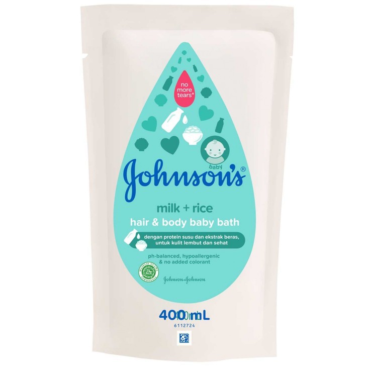 johnsons baby bath milk &amp; rice refill 400ml free lunch box 0267