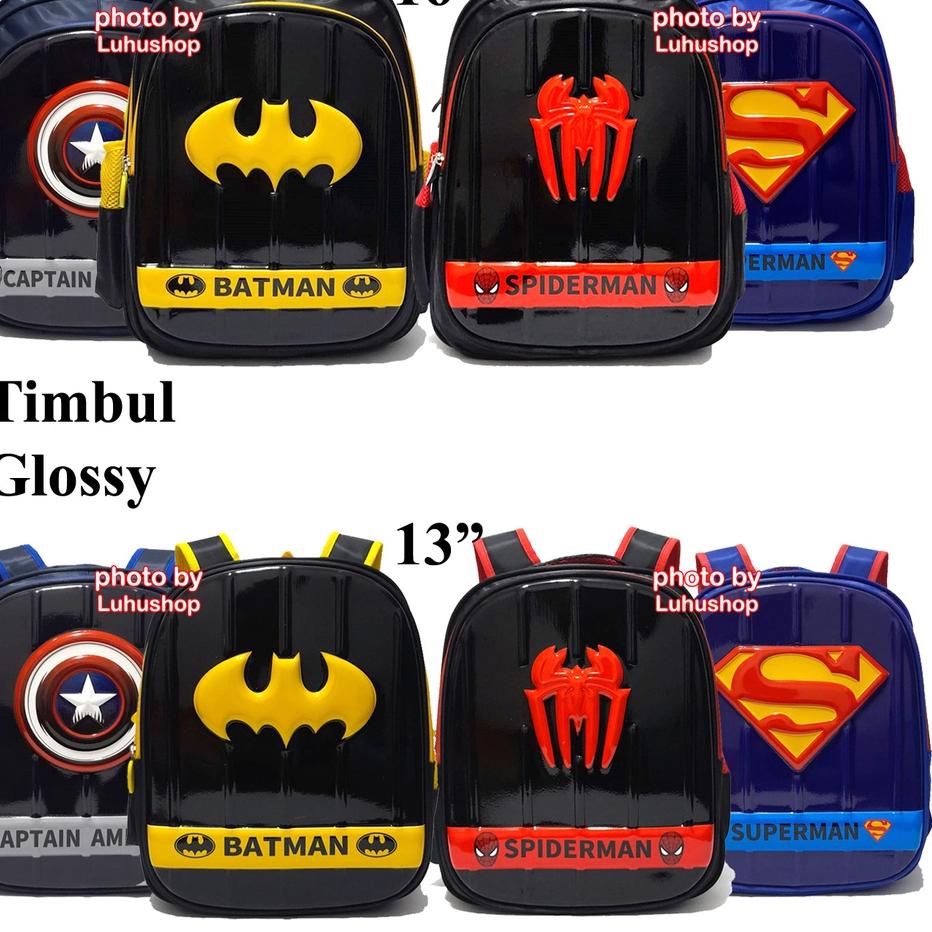 Best Seller Tas Kilap Timbul Glossy TK SD Tas Sekolah Anak Cowok Superhero Tas Anak Laki Laki SD Ran
