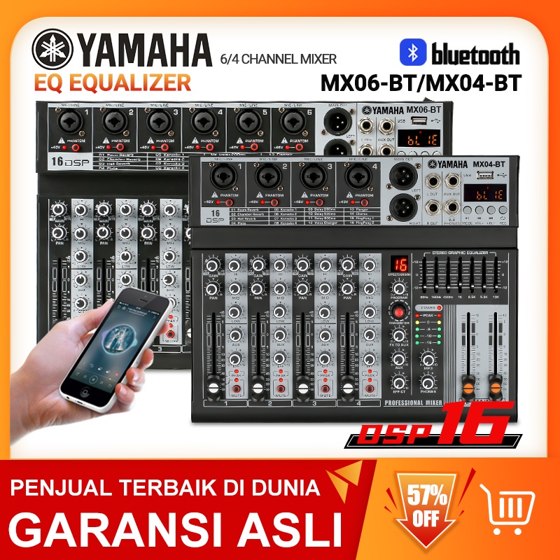 Mixer suara  mixer profesional 6/4-channel MX06BT / MX04BT mixer EQ efek 16DSP sinyal USB Bluetooth/MP3 amplifier KTV amplifier tahap perfo