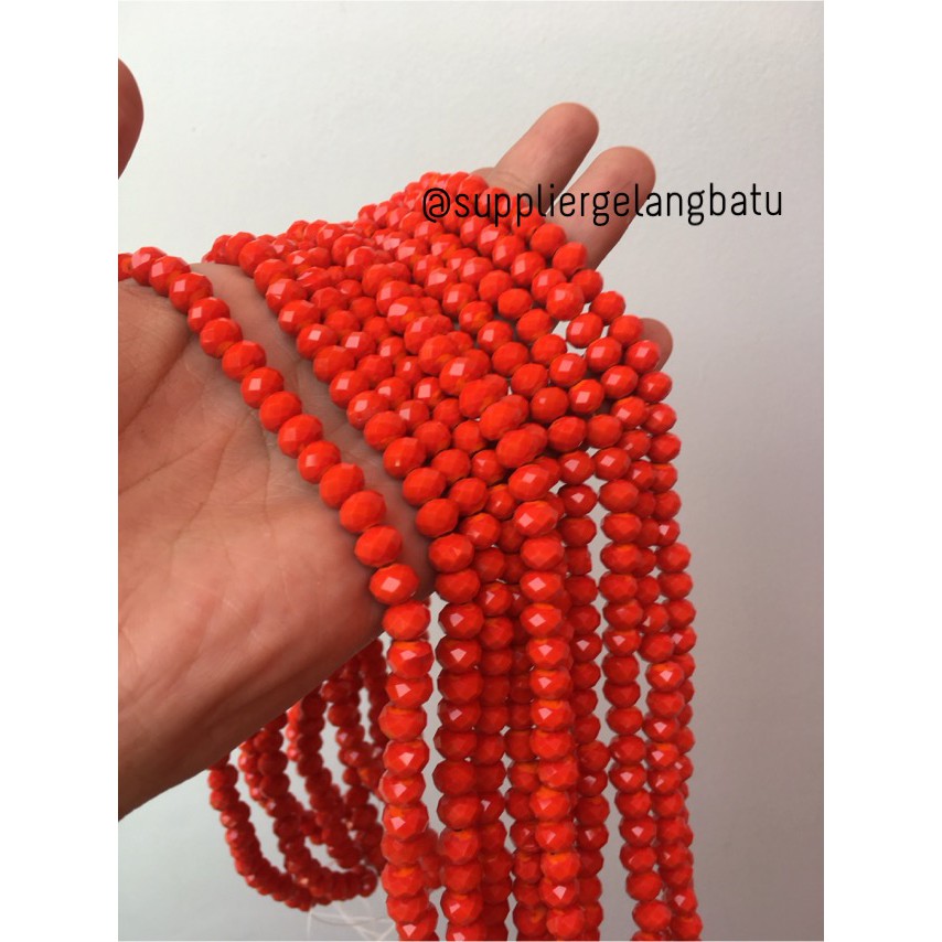 Crystal Ceko Doff 10mm ORANGE OREN Aksesoris Bahan Perhiasan Wanita beads craft supplier grosir