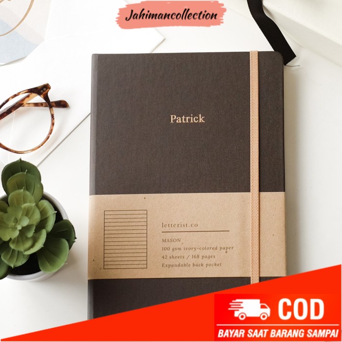 

✨ BISA COD ✨ Mason Aria Notebook Walnut + custom nama / Buku Catatan Hadiah Unik - Line