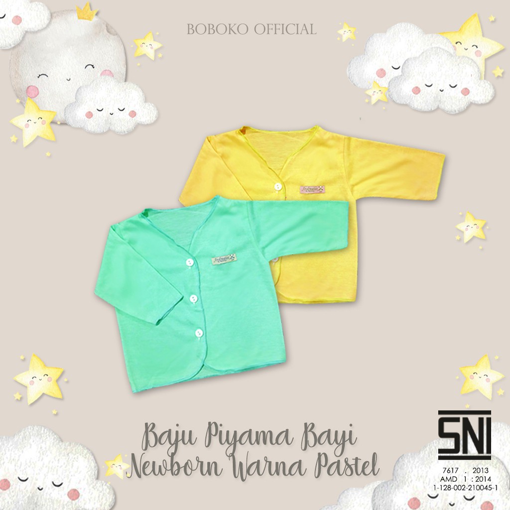 BOBOKO Baju Piyama Bayi Newborn Warna Pastel 0-6 bulan