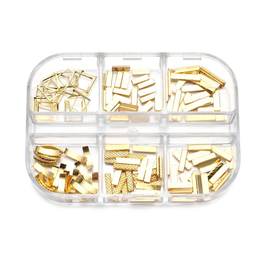 R-bunga 6kisi Kuku Pesona Logam Campuran 3D Glitter Perhiasan Nail Art Dekorasi