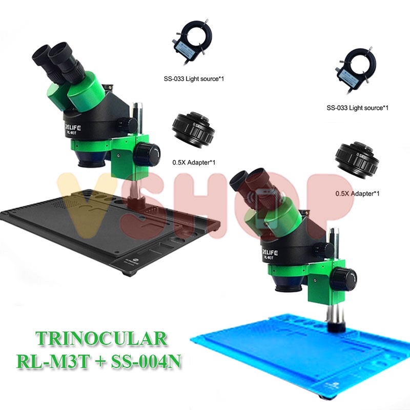 MICROSCOPE MIKROSKOP TRINOCULAR RELIFE RL-M3T + SS-004N + LED LAMP