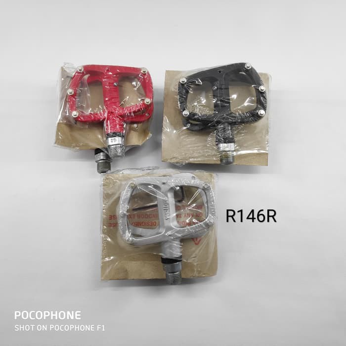 Grosir pedal wellgo taiwan R146R bearing halus alloy sepeda Surabaya - Merah Elegan