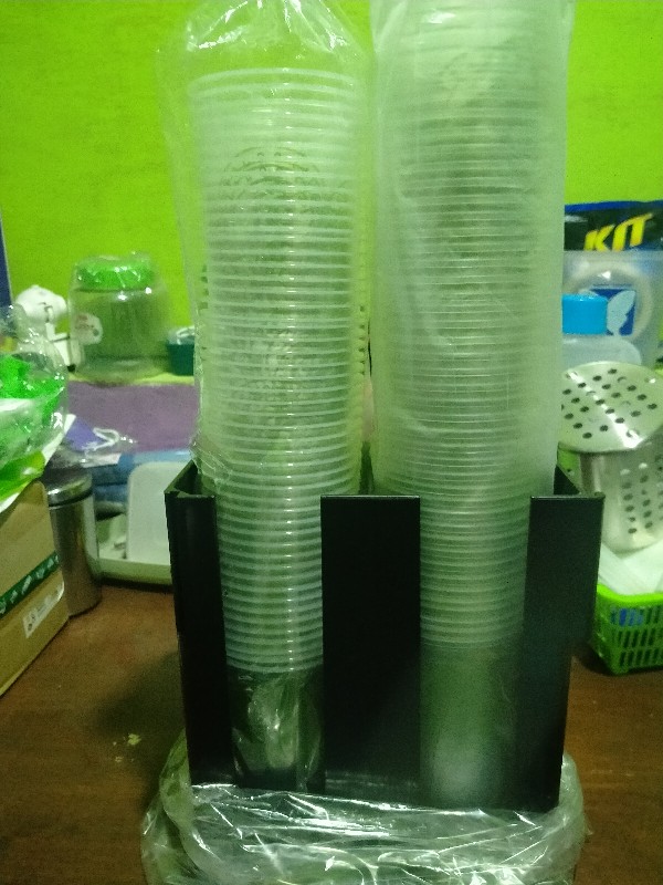 Single Tier Cup Dispenser 2 Slot / Tempat Saji Cup Minuman Di Restoran Kafe Warung Kopi Booth Coffee