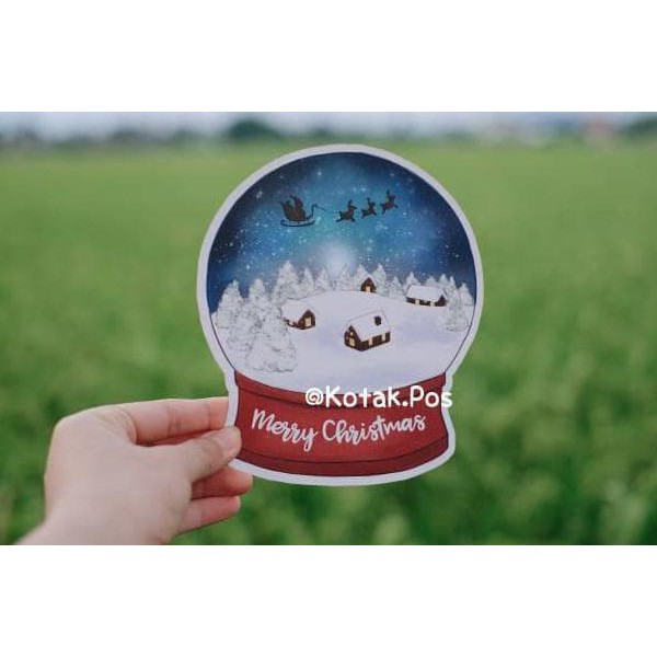 

(READY COD) CHRISTMAS SNOW GLOBE SHAPED CARD KARTU POS POSTCARD NATAL GREETINGS TERUJI