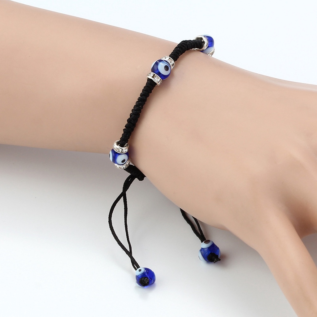 Hu Hu Hu Hu Hu Alat Bantu Pasang Kacamata♡ Gelang Jimat Tenun Desain Simbol Mata Keberuntungan Gaya Etnik Untuk Pasangan