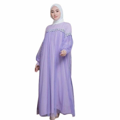 Gamis wanita GAMIS SYAR'I WANITA MUSLIM BAJU DRESS PANJANG FASHION CEWEK DEWASA - lavender, M putih 