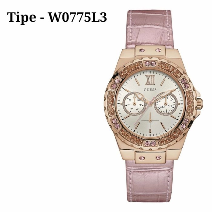 Cashback Jam Tangan Wanita Guess W0775L3 Baterai Pink Leather Jam Tangan Wanita New Fashion Bayar di