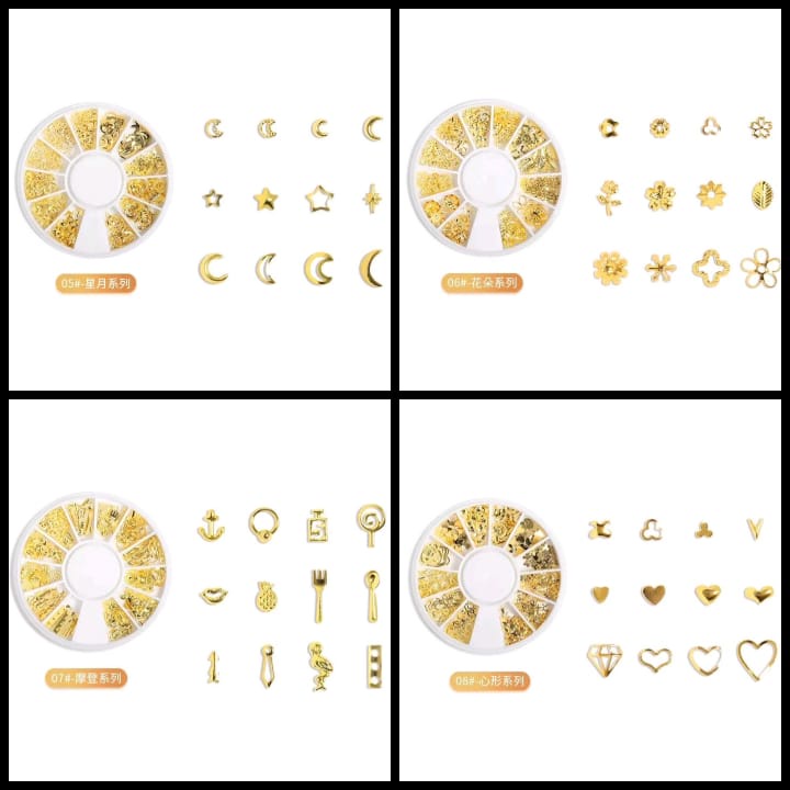 NAIL ACC WHEEL MIX SHAPE HIASAN NAIL ART GOLD SWAROVKI CRYSTAL AB NAIL ART