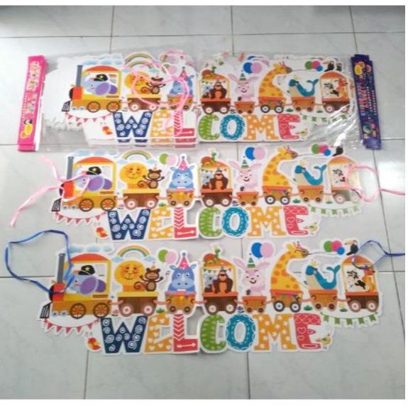 BANNER WELCOME MOTIF ANIMAL untuk Dekorasi Ultah