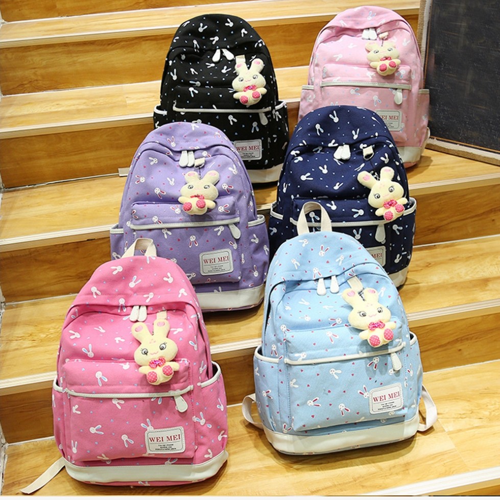 Twenty Bag - Tas Ransel Sekolah Anak Wanita Dan Pria Untuk Anak PAUD TK SD SMP REMAJA Terbaru 2021 Kekinian Motif Carakter RABBIT 4IN1 Korean Sytle Multifungsi Bahan Canvas