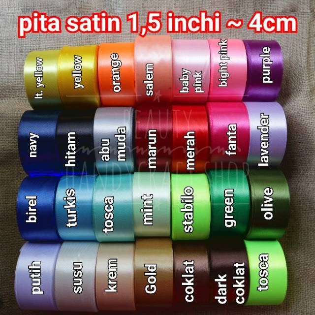 Pita satin 4 cm 1.5 inchi per Rol