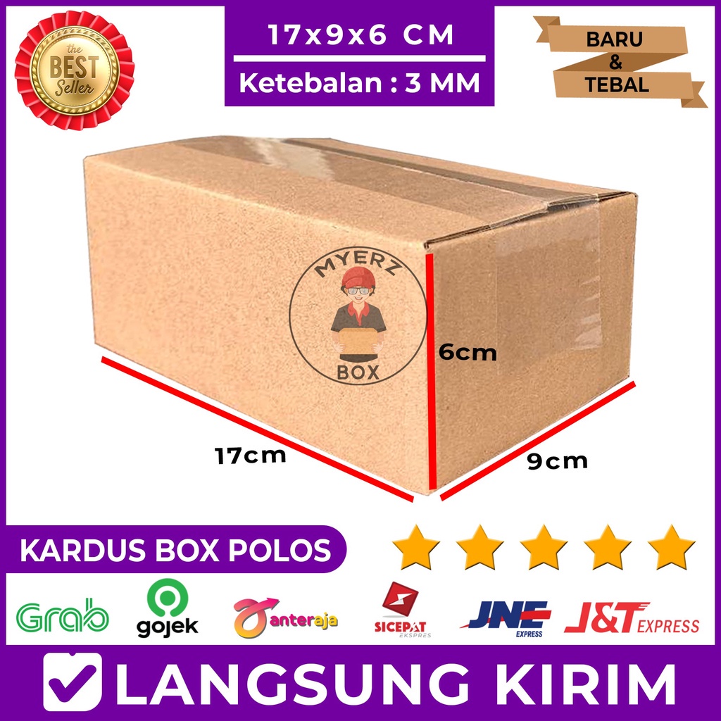 

Kardus Polos Karton Box Packing 17x9x6 Cm Single Wall Tebal