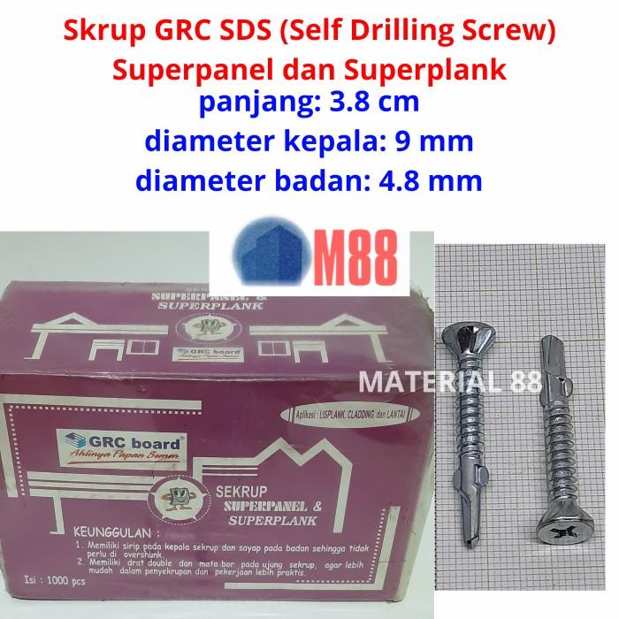 Skrup GRC ASLI SDS -100 pcs -Kalsiboard Superpanel, Superplank Sekrup