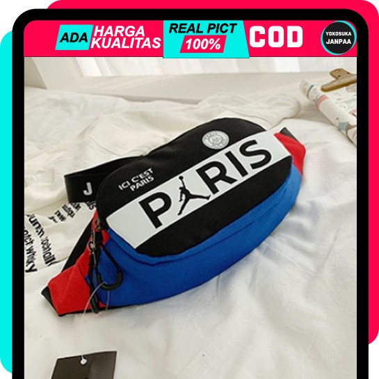 TAS SELEMPANG WAISTBAG SLINGBAG AIR JORDAN ORIGINAL PRIA COWOK MOTIF WHITE PARIS ORI IMPORT MURAH