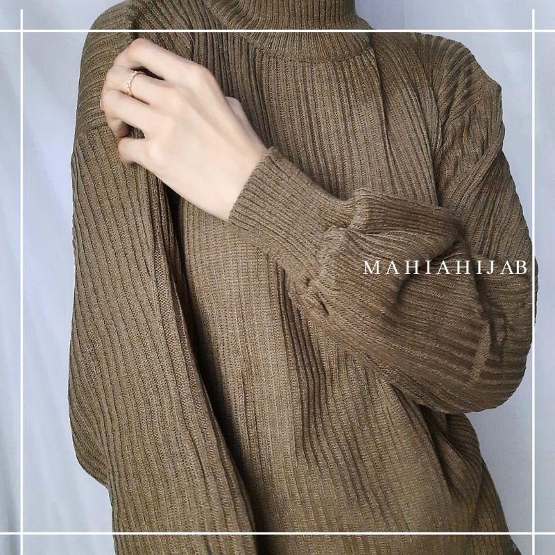 Lalisa Sweater, Sweater rajut premium lengan balon by Mahiahijab