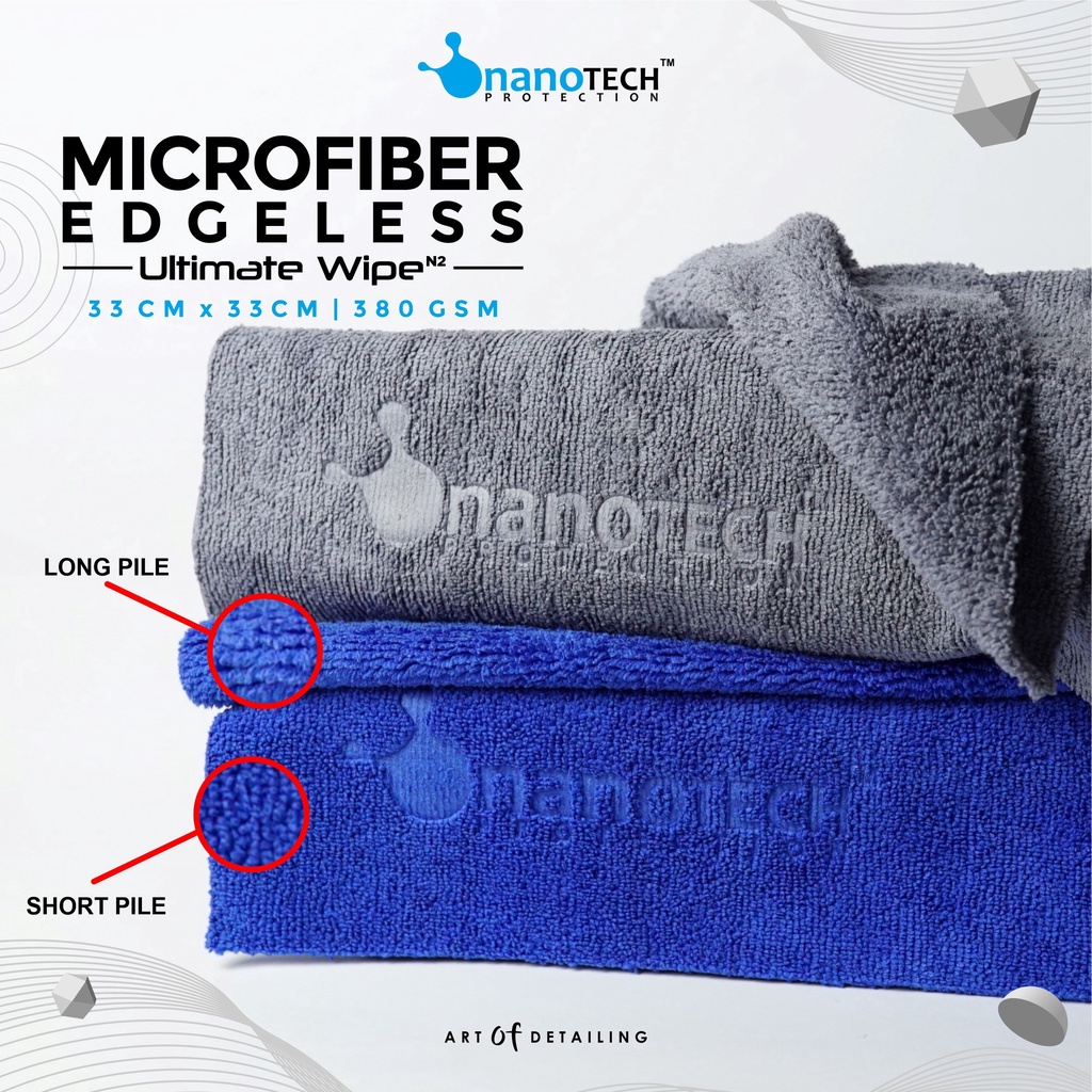 KAIN MICROFIBER DETAILING EDGELESS - nanoTECH PROTECTION - MICROFIBER EDGELESS ULTIMATE WIPE 33X33 380GSM - SUPER PREMIUM QUALITY - DRYING TOWEL EDGELESS - HANDUK MOBIL - KAIN LAP MOBIL - LAP MOTOR - KAIN LAP KENDARAAN - MICROFIBER COATING