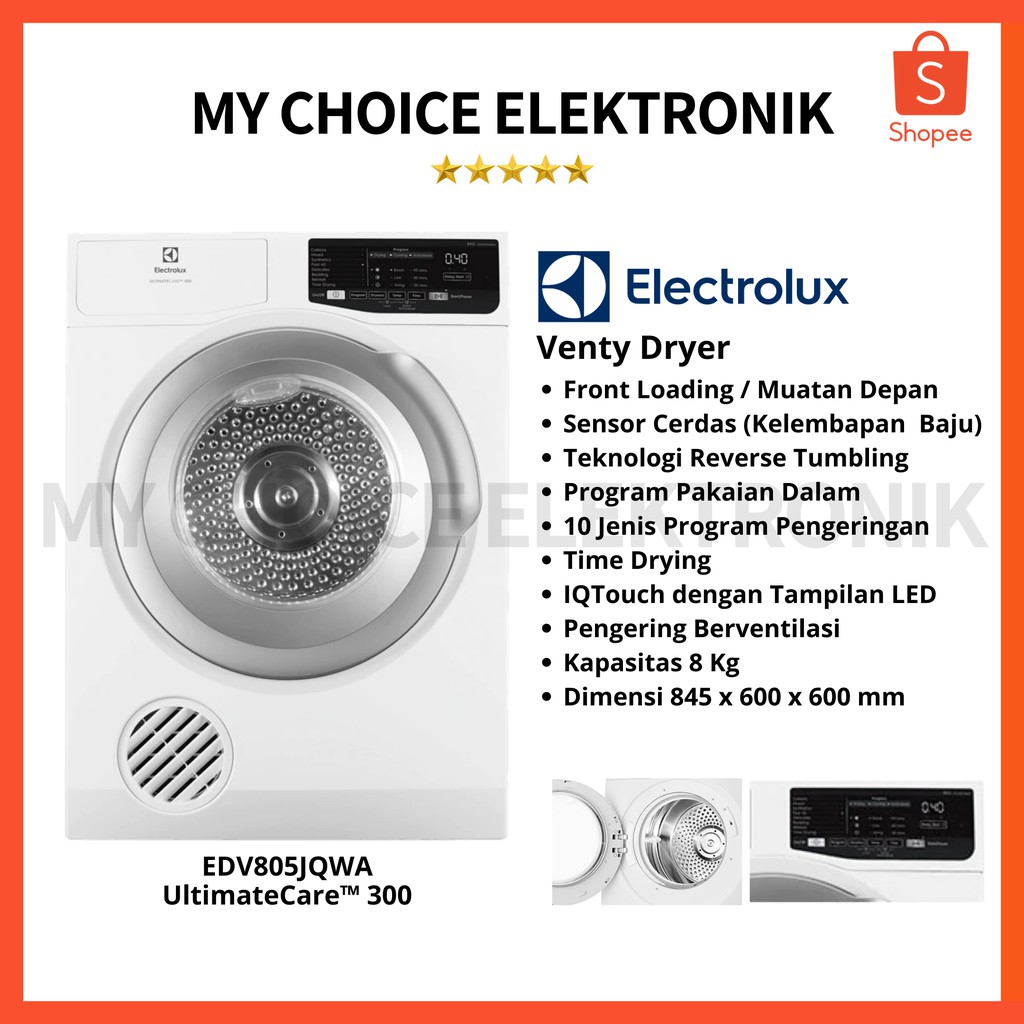 Electrolux Dryer 8 Kg EDV805JQWA / EDV 805 JQWA / EDV 805JQWA