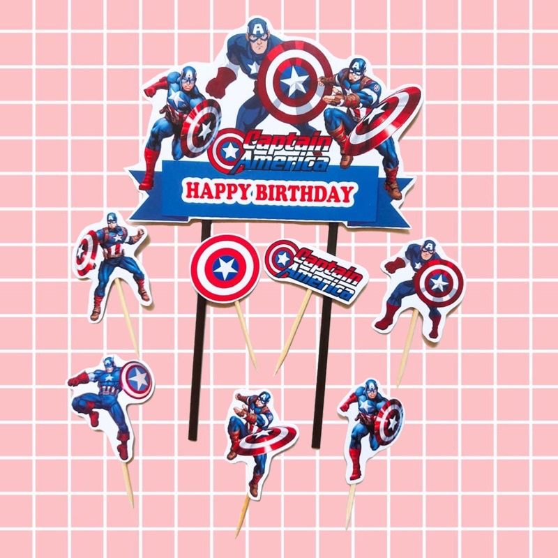 CAKE TOPPER CAPTAIN AMERICA / TOPPER KUE CAPTAIN AMERICA / HIASAN KUE CAPTAIN AMERICA / CAPTAIN AMER