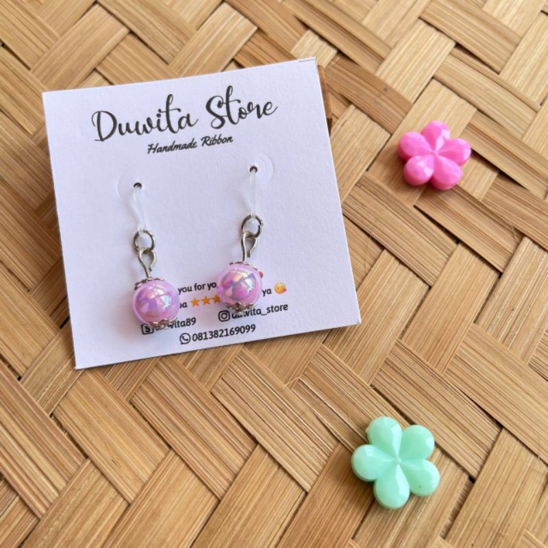 HANDMADE ANTING ANAK/DEWASA KAITAN PLASTIK MOTIF MUTIARA MINI