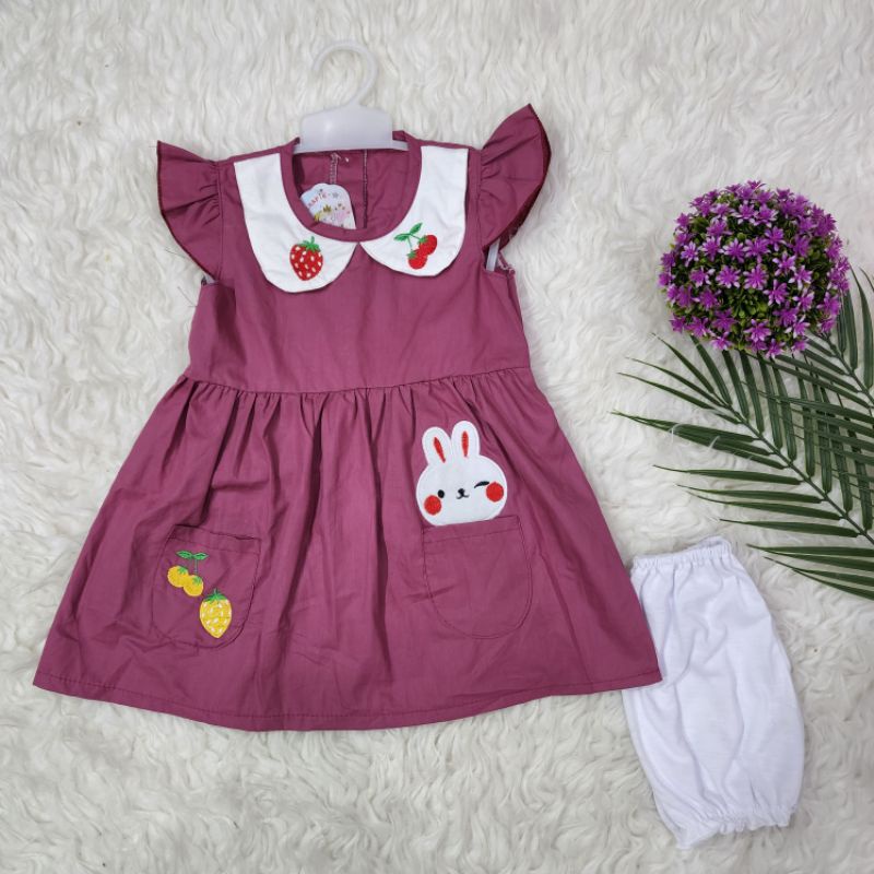 Baju bayi perempuan stelan dres RABBIT baby girl