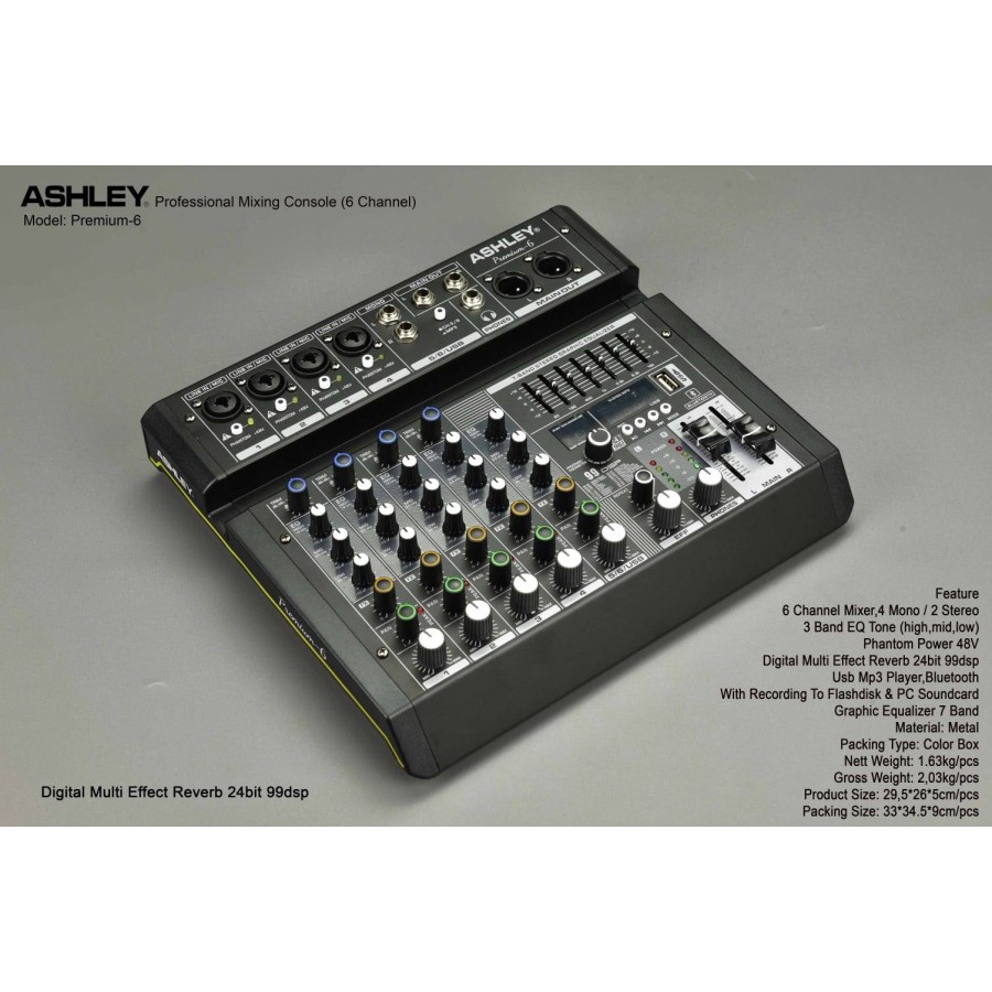 ASHLEY PREMIUM 6 NEW RECORDING ORIGINAL 6 CHANNEL MIXER AUDIO