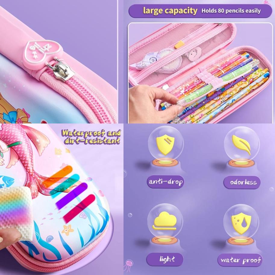 

향 Tempat pensil Astronot Rocket 3D TIMBUL Kotak pensil 3D timbul Rabbit HardPencil Case tempat pensil anak laki laki kotak pensil anak perempuan Limited