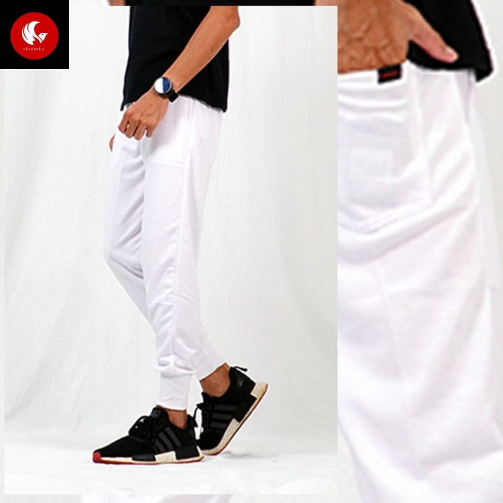 OKECHUKU Brooklyn Celana Panjang Pria Polos Basic Jogger Pant / Joger Pants-Putih
