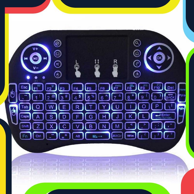 Bayar Ditempat Taffware Air Mouse Wireless Mini Keyboard RGB 2.4GHz Touch Pad - I8