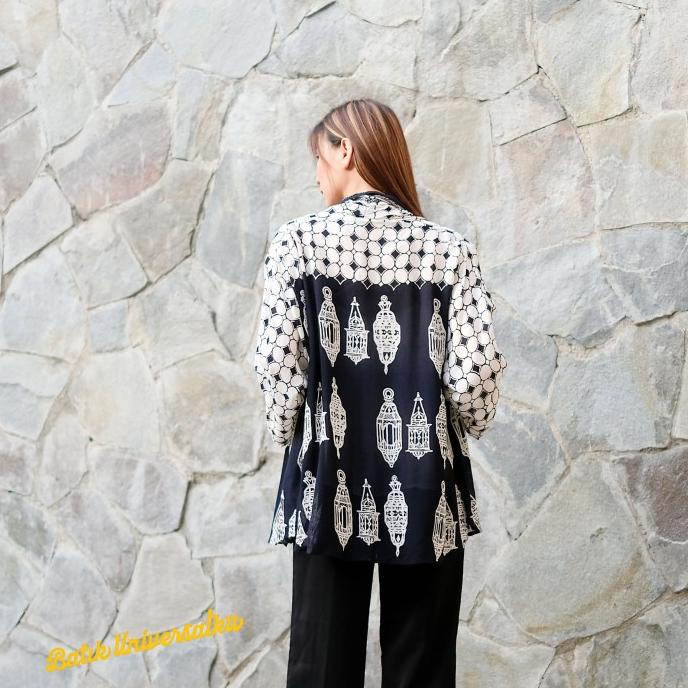 Outer Batik Wanita. Atasan Cardigan Baju Kerja - Kawung Lampion